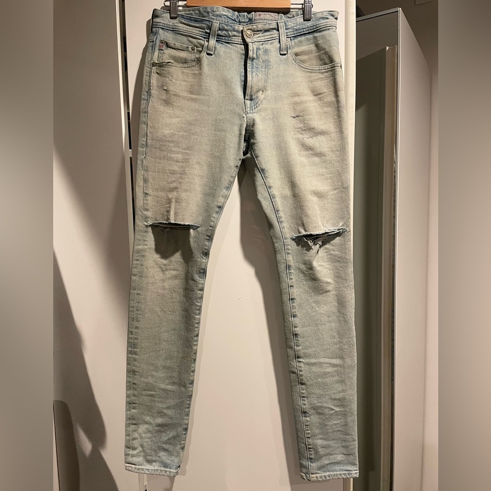 AG Adriano Goldschmied Men's Light Gray Skinny Jeans